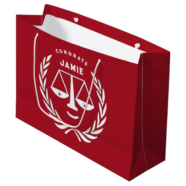 Sac personnalisé pour avocat Félicitations Grand S (Devant Angle)