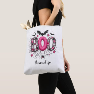 Sac personnalisé rose faux bijou BOO Halloween eff