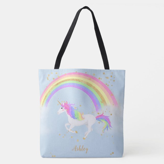 Sac personnalisé Unicorn | Arc-en-ciel Gold (Devant)