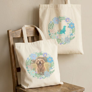 Sac photo personnalisé Golden Retriever Floral Bl