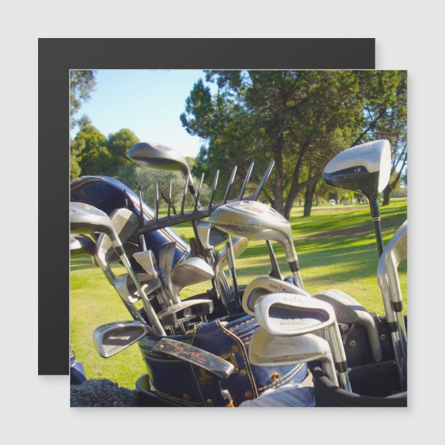 Sac Plein De Clubs De Golf, Carte Magnétique (Devant / Derrière)