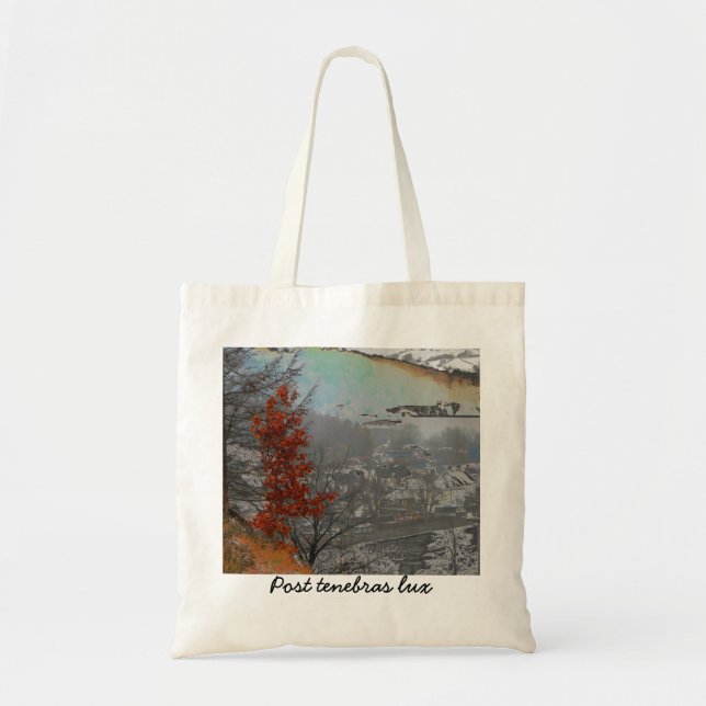 Sac "Post tenebras lux" avec paysage d'automne (Devant)
