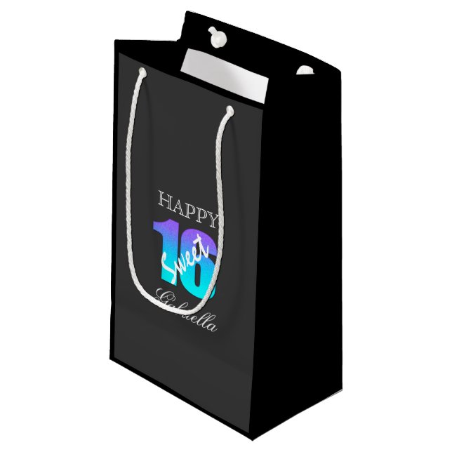 Sac pourpre et noir bleu de cadeau du bonbon 16 (Devant Angle)
