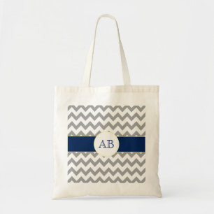Sac rayé de monogramme de Chevron de gris et de