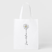 Daisy Flower Personalized Name Tote Bag