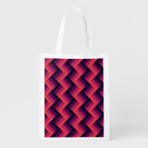 Géométrique rose foncé et bleu Zigzag Chevron