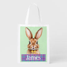 Nom personnalisé Garçons Lapin de Pâques Vert