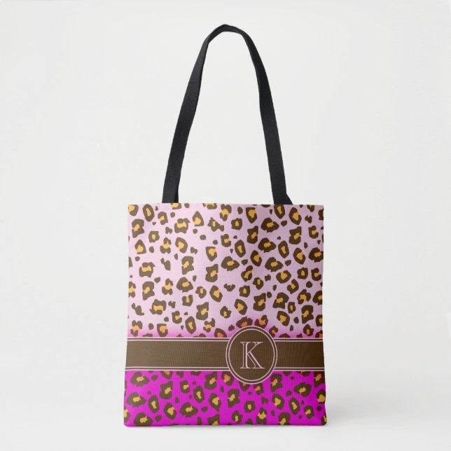Sac rose brun de poster de animal de monogramme (Devant)