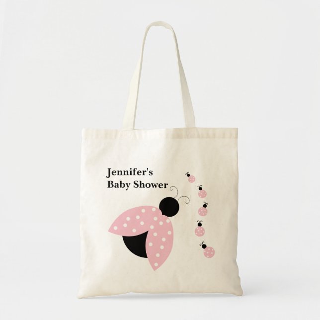 Sac rose de baby shower de coccinelles (Devant)