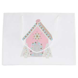 Sac rose de cadeau de maison de pain d'épice