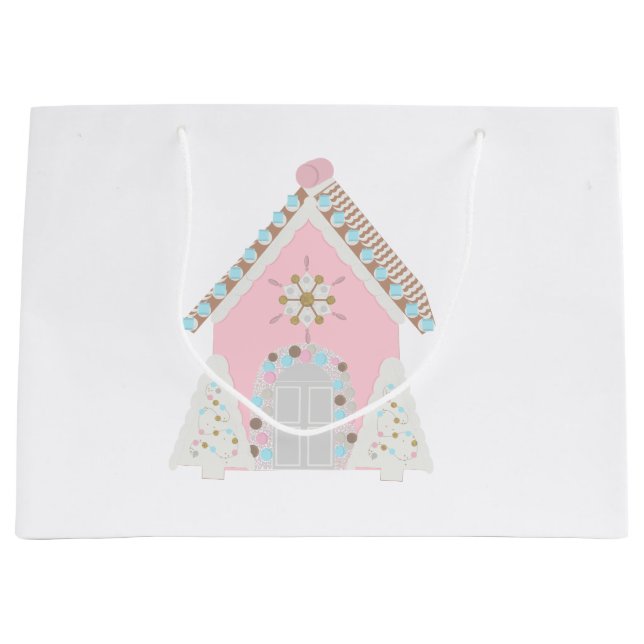 Sac rose de cadeau de maison de pain d'épice (Devant)
