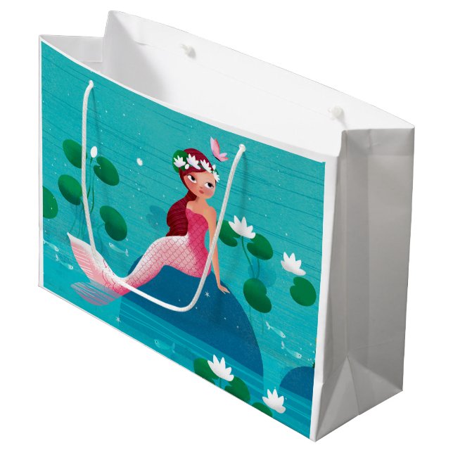Sac rose de cadeau de sirène (Devant Angle)