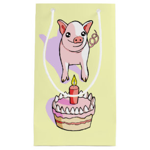 Sac rose mignon de cadeau de dessin de gâteau
