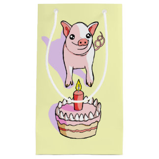 Sac rose mignon de cadeau de dessin de gâteau