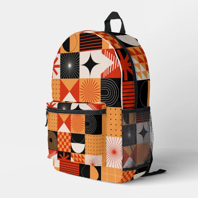 Sac rouge orange noir géométrique (Coin arrière droit)