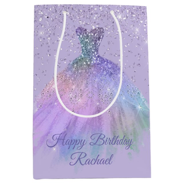 Sac scintillant assez pourpre de cadeau de robe de (Devant)