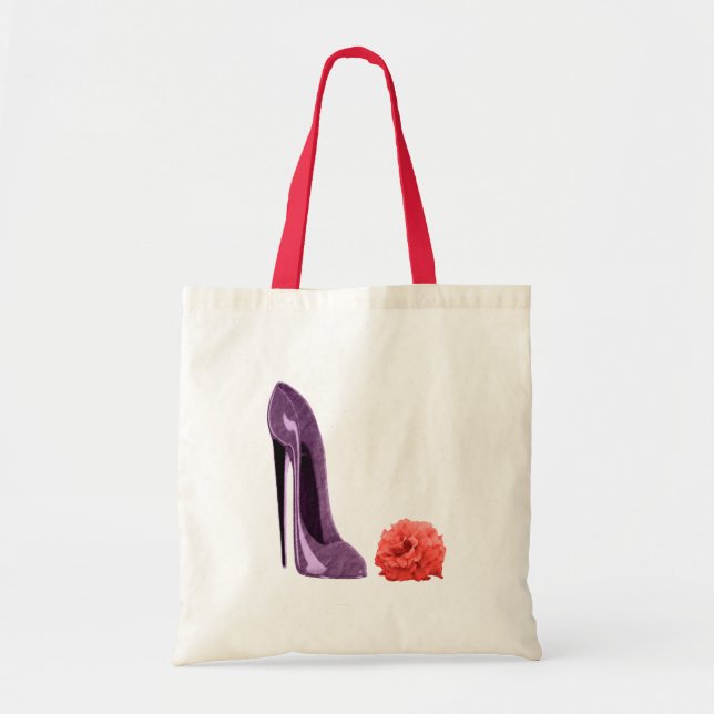 Sac stylet de chaussure de rose rouge et de lilas (Devant)