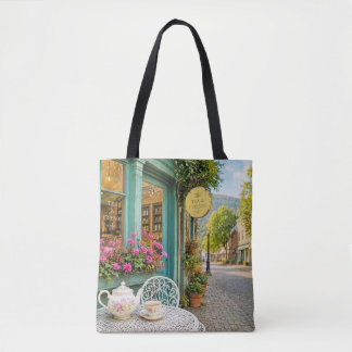 Sac Tote Café Thé & Amis – Scène de rue européenne