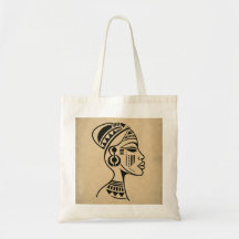 Sac Tote Visage Tribal Africain Abstrait | Minimal