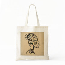 Sac Tote Visage Tribal Africain Abstrait | Minimal
