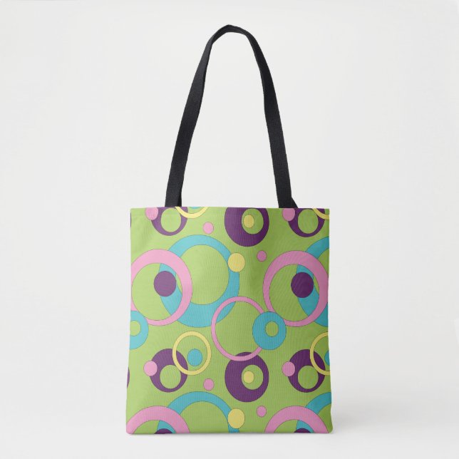 Sac tout-imprimé Cercles Vert Funky (Devant)