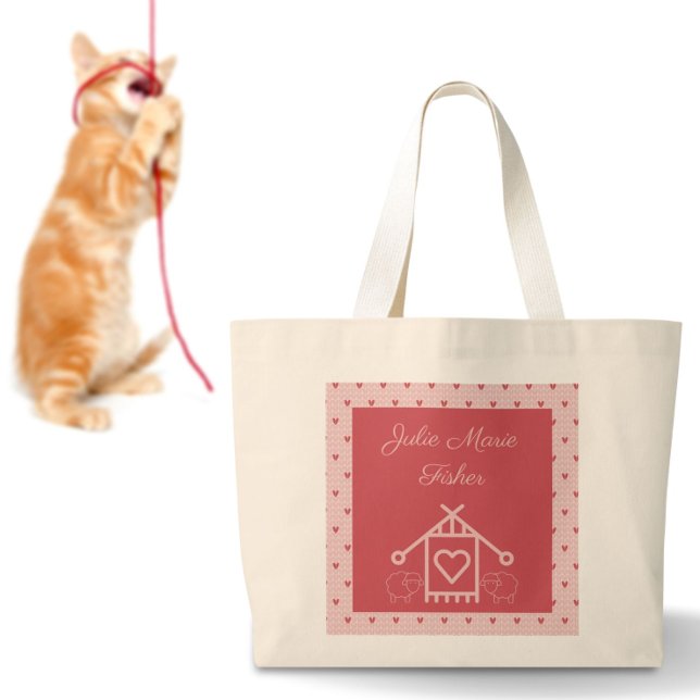 sac tricot coeur rose et mouton (Créateur téléchargé)