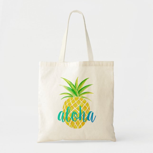 Sac tropical de turquoise d'aquarelle d'ananas (Devant)