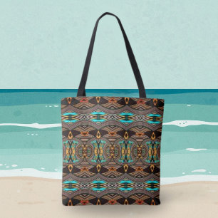 Sac Turquoise Tides Abstrait Tribal