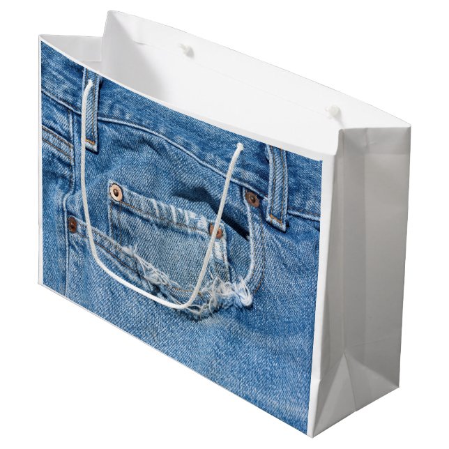 Sac usé de cadeau de jeans - grand (Devant Angle)