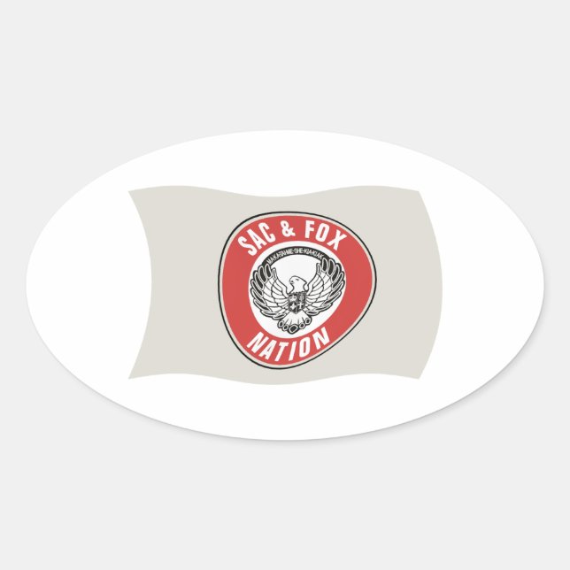 SACC & Fox Nation (Oklahoma) Flag-Aufkleber Ovaler Aufkleber (Vorderseite)