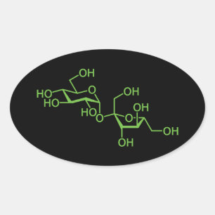 Saccharose-Zuckermolekül-Chemiediagramm Ovaler Aufkleber