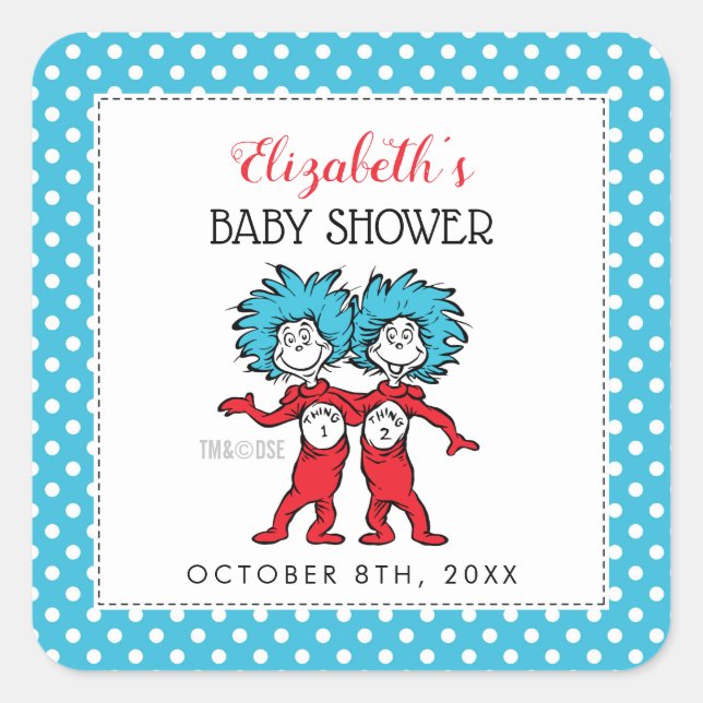 Sache 1 Sache 2 | Twins Baby Dusche Quadratischer Aufkleber (Vorderseite)