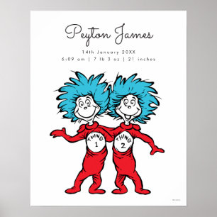 Sache eins zwei Twins Baby Birth Stats Poster
