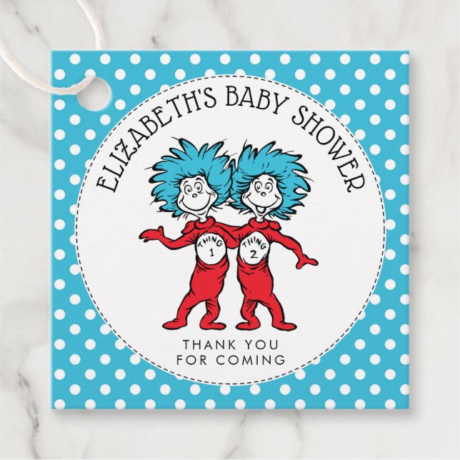 Sache eins zwei | Twins Baby Dusche Geschenkanhänger (Vorderseite)