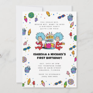 Sache eins zwei Twins Confetti Birthday Einladung