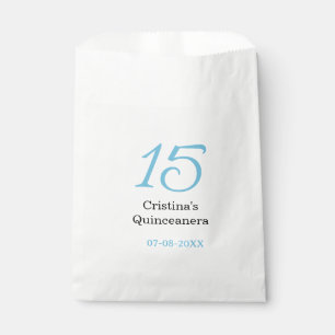 Sachets En Papier 15e anniversaire de quinceanera bleu noir lettre n