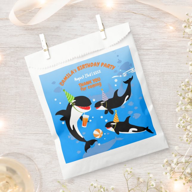 Sachets En Papier 1er anniversaire sous la mer orca baleine fille (Coupé)