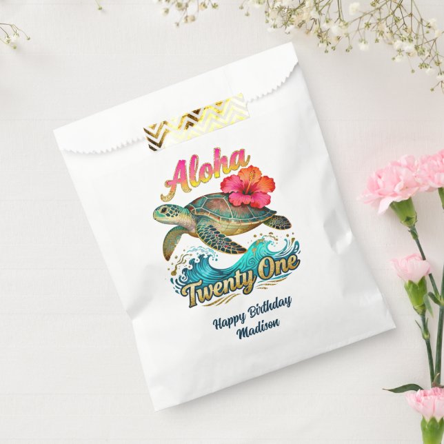 Sachets En Papier  21st Birthday Personalized Tropical Sea Turtle  (Scellé)