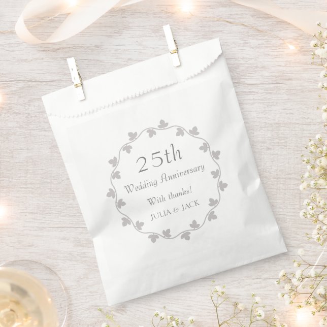 Sachets En Papier 25e anniversaire du Mariage d'argent Ivy Wreath (Coupé)