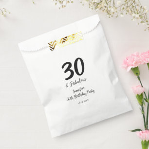 Sachets En Papier 30e anniversaire ajouter nom date année noir