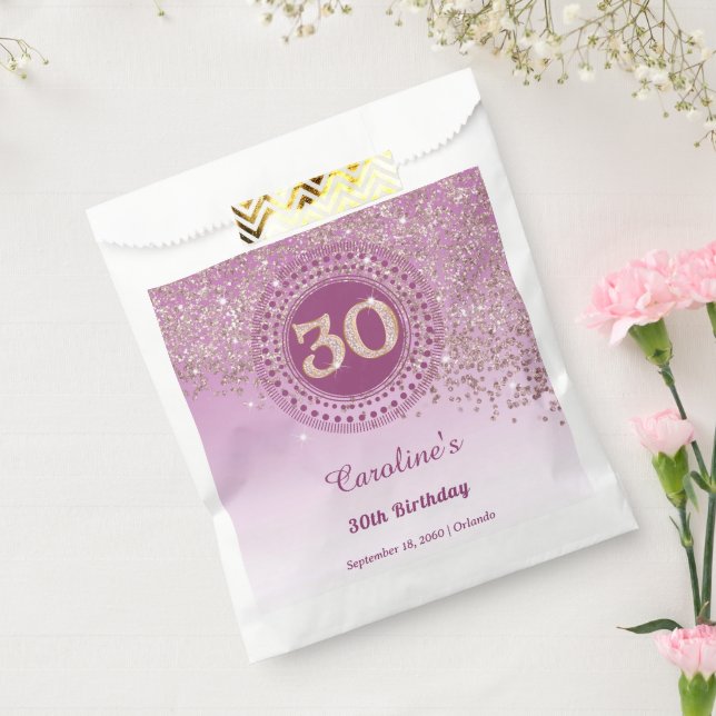 Sachets En Papier 30th Birthday | Sparkling Rose Gold Glitter (Scellé)