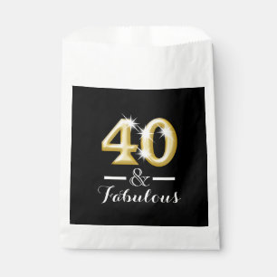 Sachets En Papier 40 et anniversaire noir fabuleux d'or