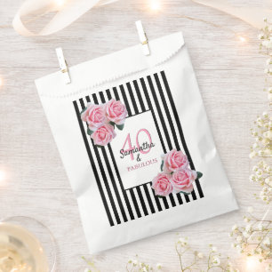 Sachets En Papier 40 fabuleux flancs roses noirs rayures blanches