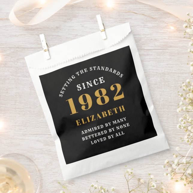 Sachets En Papier 40e anniversaire 1982 Elegant Gold Black (Coupé)