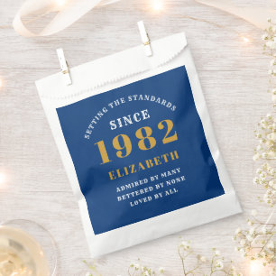 Sachets En Papier 40e anniversaire 1982 Elegant Gold Blue