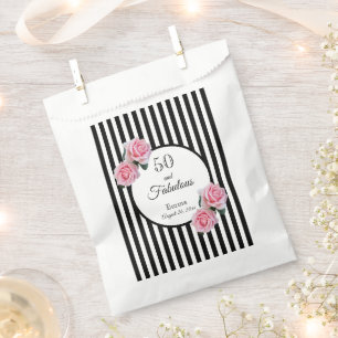 Sachets En Papier 50 fabuleux flancs roses noirs rayures blanches