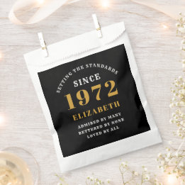 Sachets En Papier 50e anniversaire 1972 Elegant Gold Black Chic