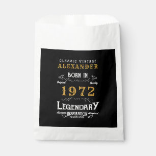 Sachets En Papier 50th Birthday 1972 Black Gold Ajouter Nom Retro