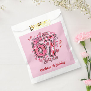 Sachets En Papier 6 7 Six Seven Meme Tendance Rose Filles 7ème Anniv