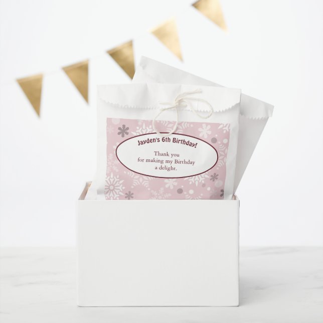 Sachets En Papier 6e fête d'anniversaire à thème Snowflake rose (Fête)